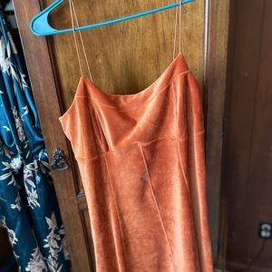 Velvet orange mini dress